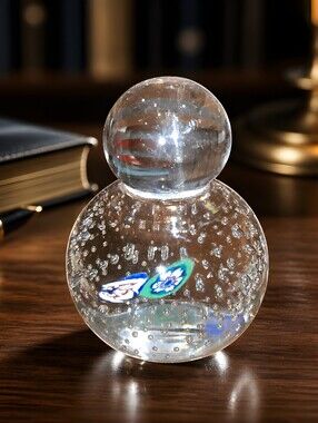 Double Ball or Double Globe paper -weight example of Italian Murano art glass